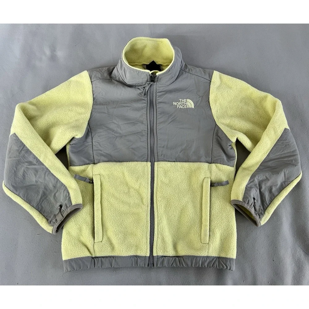 The North Face Hooded Jacket Girl's Small 7/8 Yellow Full Zip‎ Fleece Outdoor
